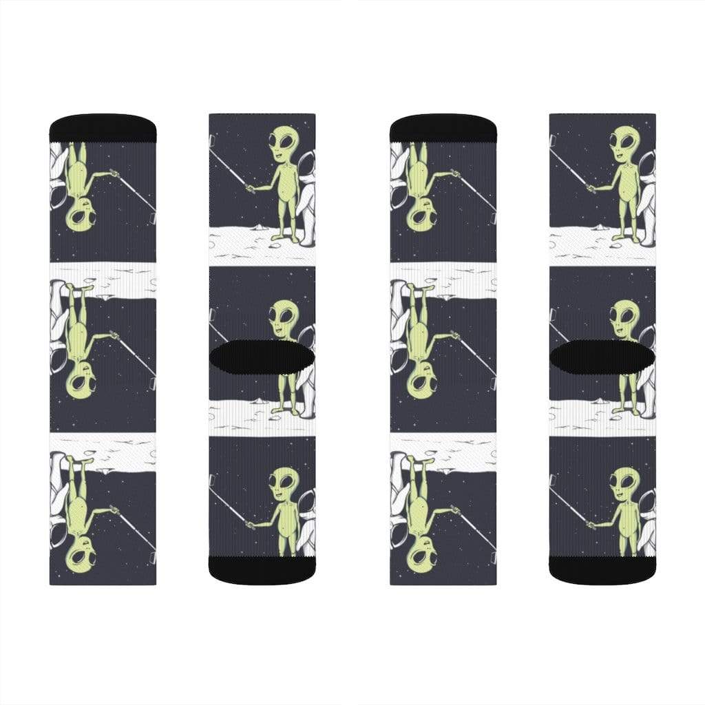 Yellow Pandora Socks Funny Alien Selfie Socks