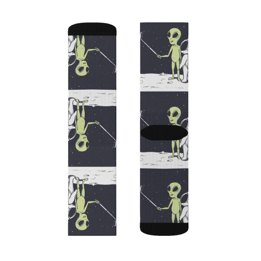 Yellow Pandora Socks Funny Alien Selfie Socks