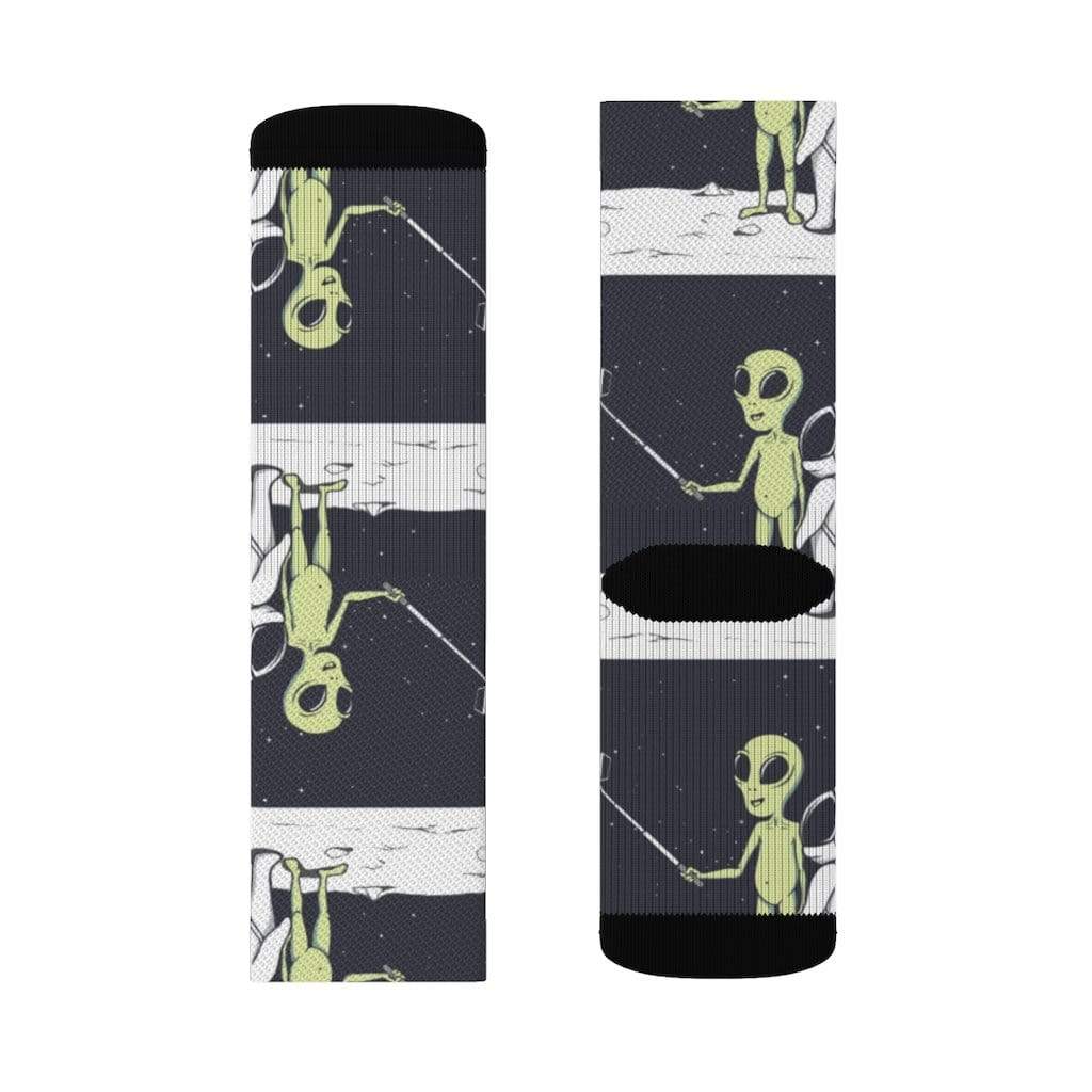 Yellow Pandora Socks Funny Alien Selfie Socks