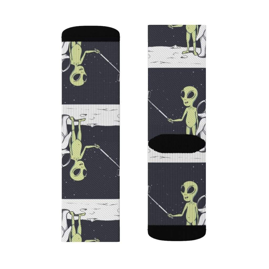 Yellow Pandora Socks Funny Alien Selfie Socks
