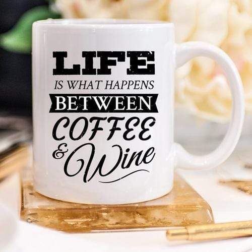 Magenta Shadow Gifts Funny Coffee Mug, Life Is What Happens Between