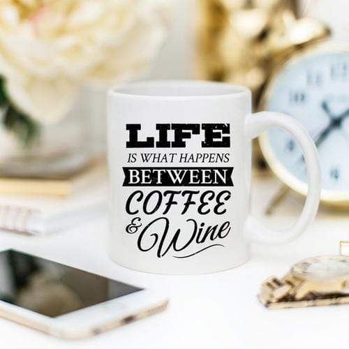 Magenta Shadow Gifts Funny Coffee Mug, Life Is What Happens Between