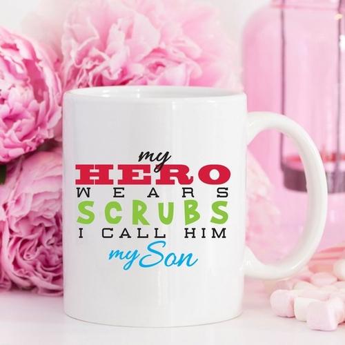 Magenta Shadow Gifts Funny Nurse Mug - My Hero Wears Scrubs, I Call Him