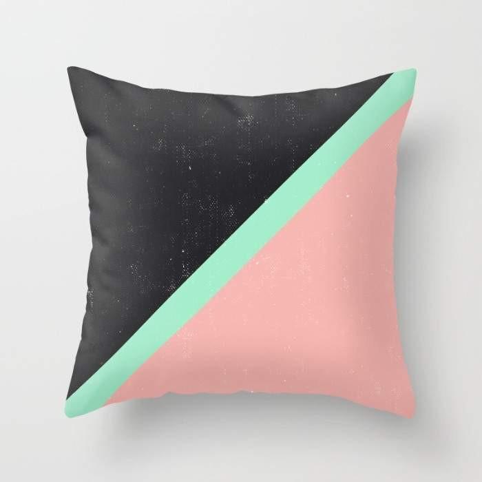 Scorpius Textiles & Pillows Girly Pink Mint Green Modern Color Block Black