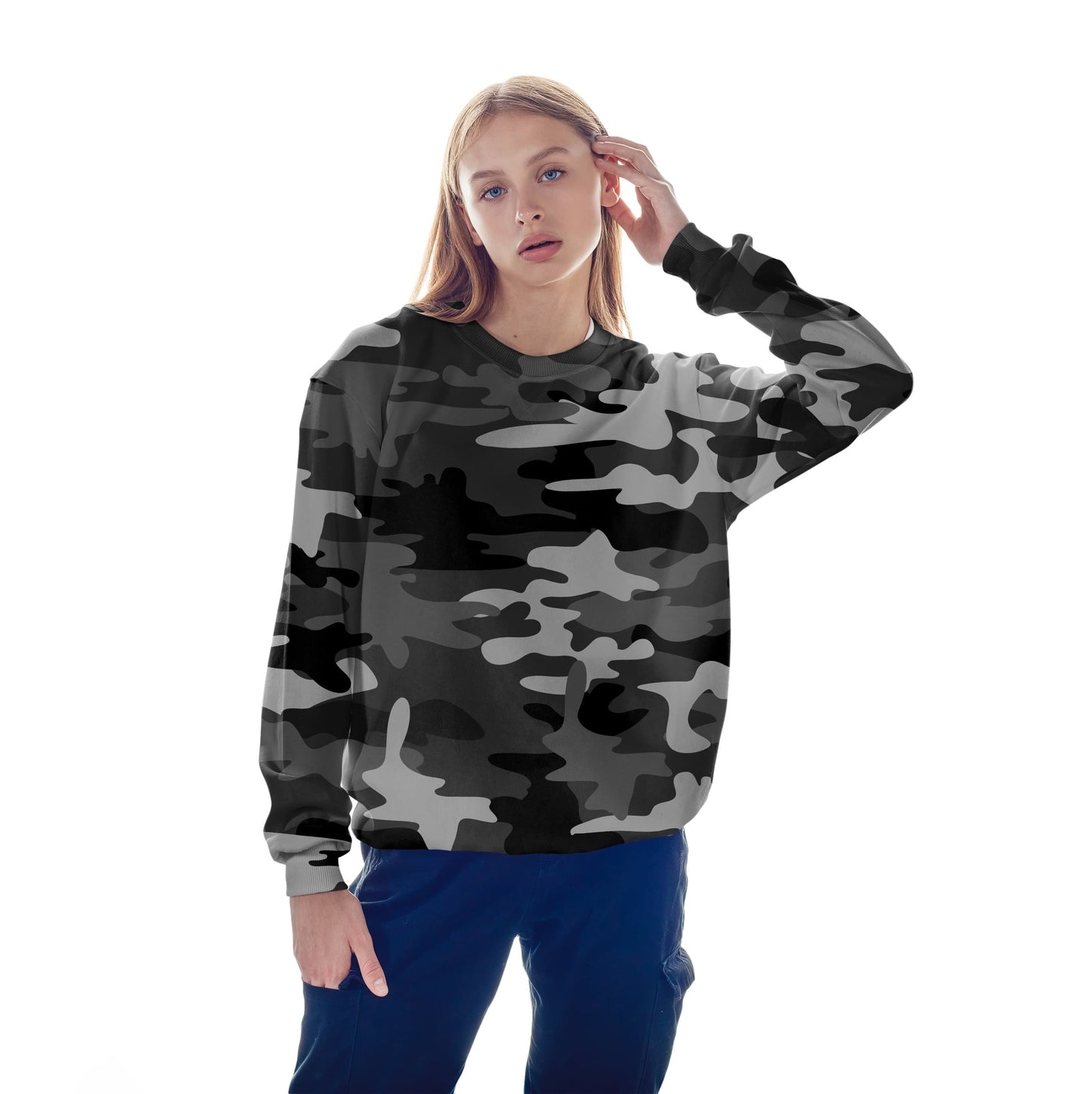 Lavender Millie Women's Clothing Gray Camo Sweatshirt