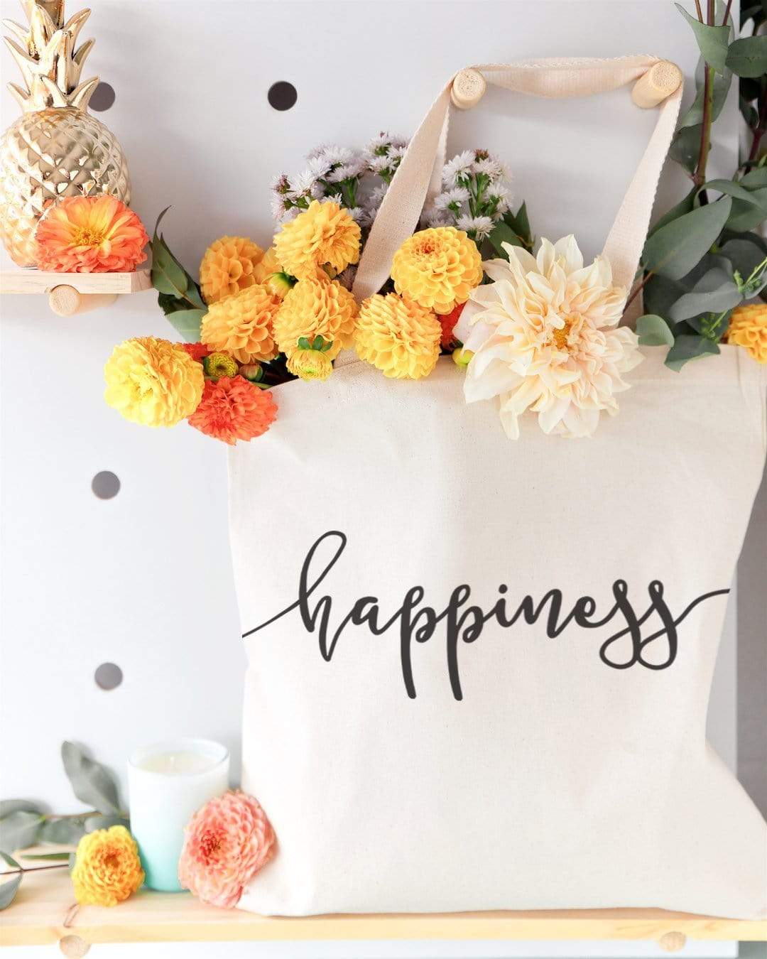 Turquoise Andromeda Totes & Beach Bags Happiness Tote Bag