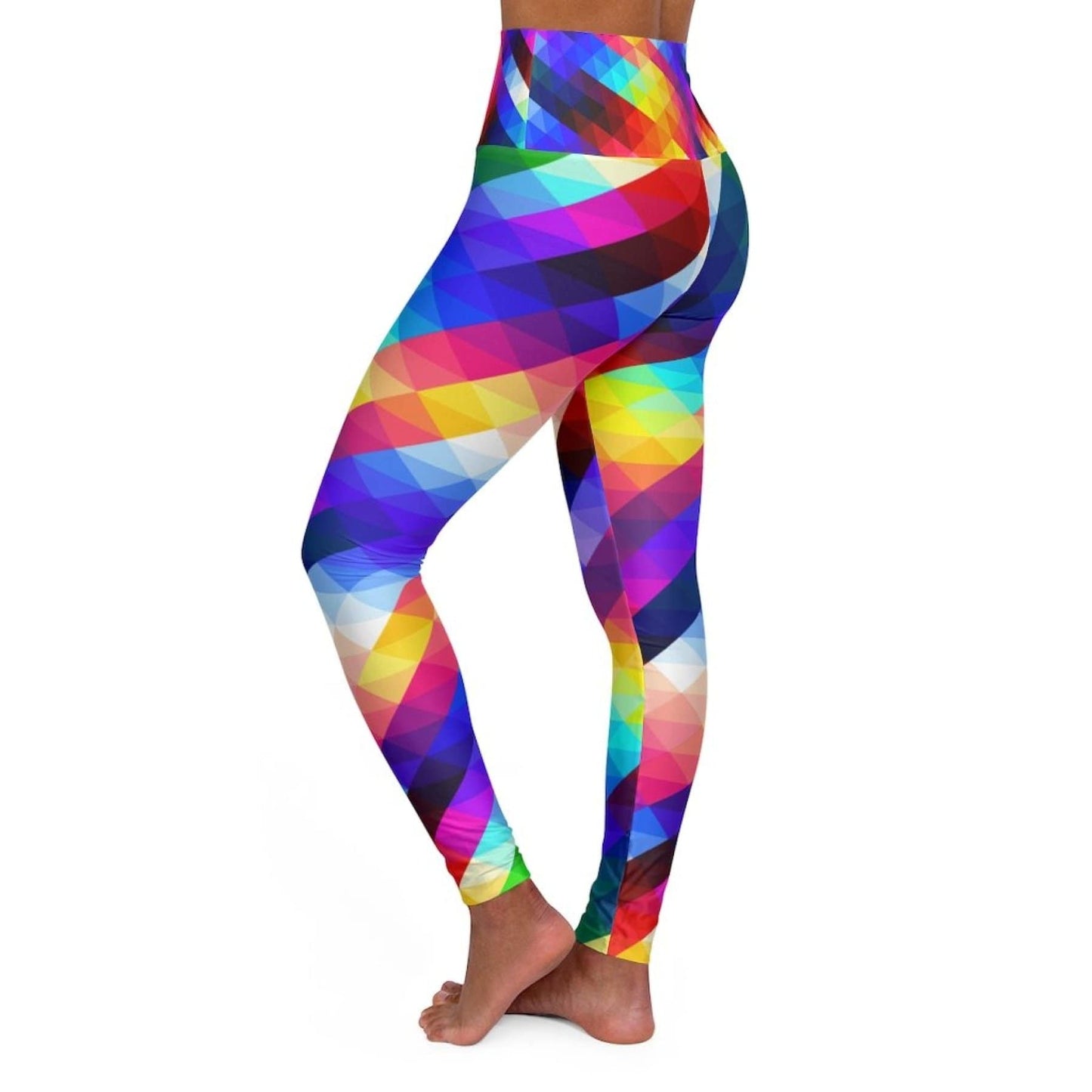 Grey Coco Activewear High Waisted Leggings, Multicolor Gradient