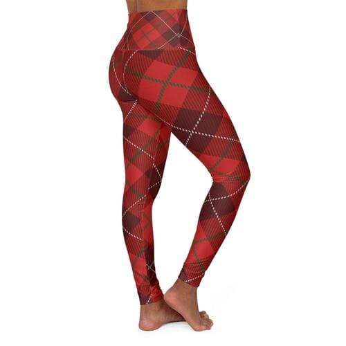 Grey Coco Activewear 2XL High Waisted Red Plaid Style Leggings