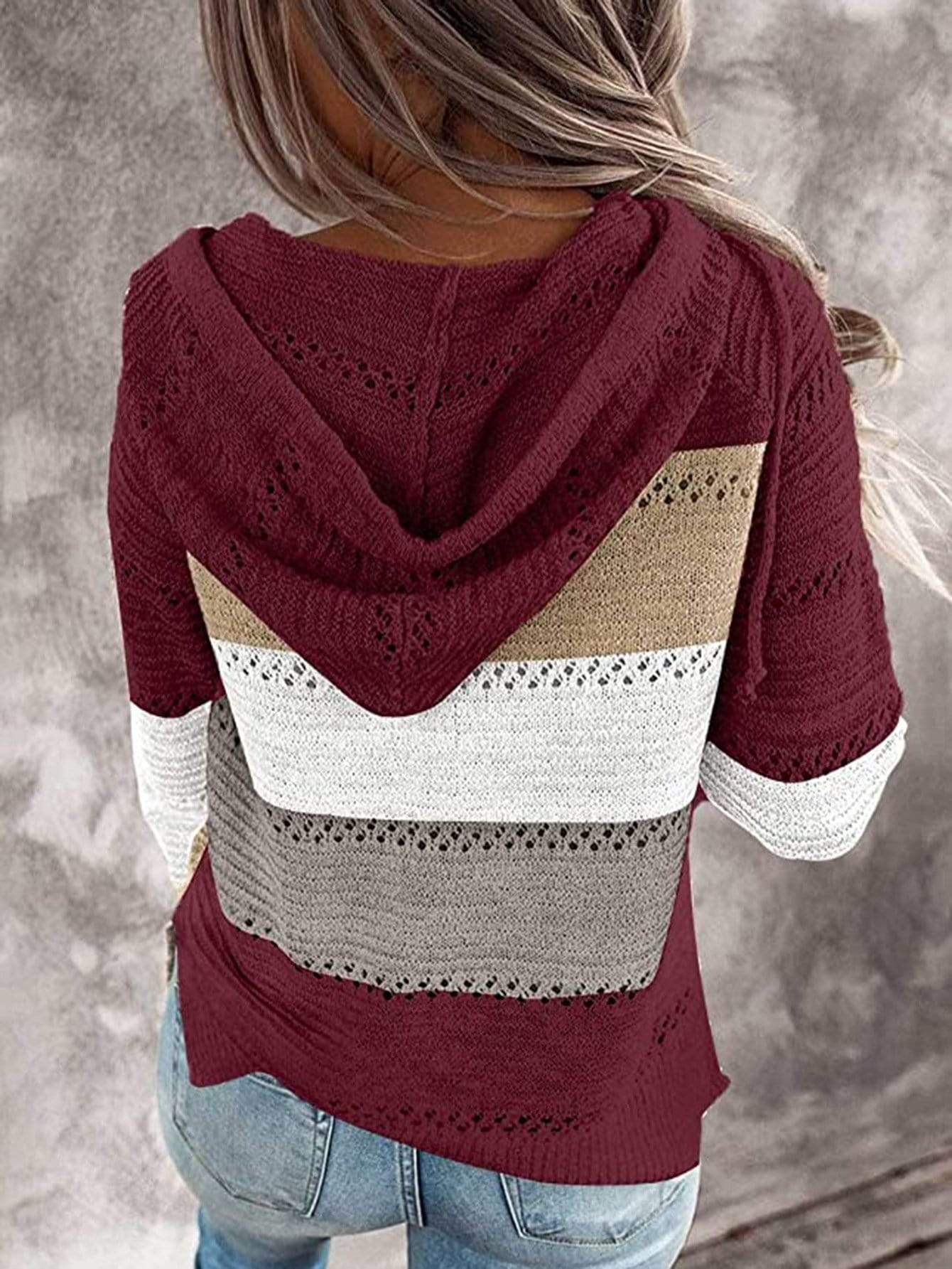 Silver Sam Sweaters & Hoodies Hit Color Hoodies Knitted Sweatshirt