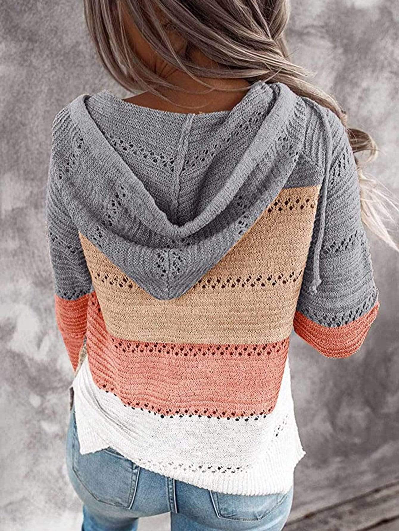 Silver Sam Sweaters & Hoodies Hit Color Hoodies Knitted Sweatshirt