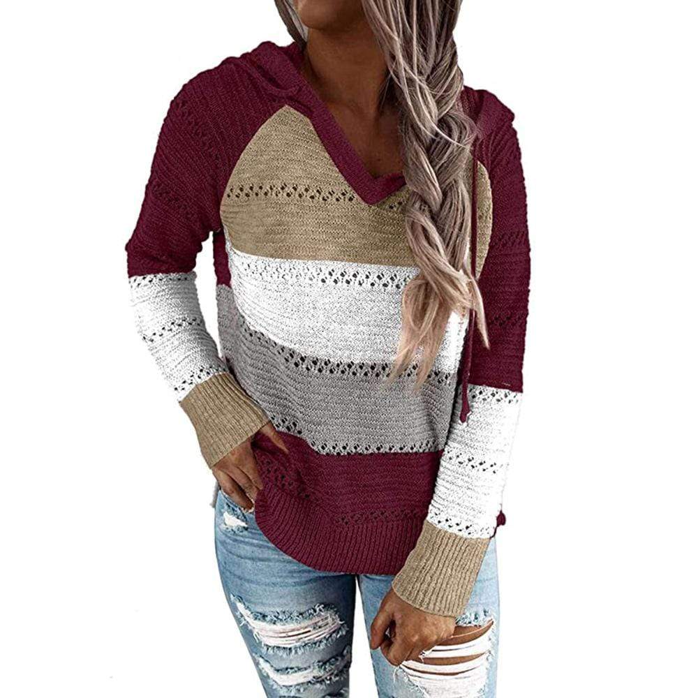 Silver Sam Sweaters & Hoodies Hit Color Hoodies Knitted Sweatshirt