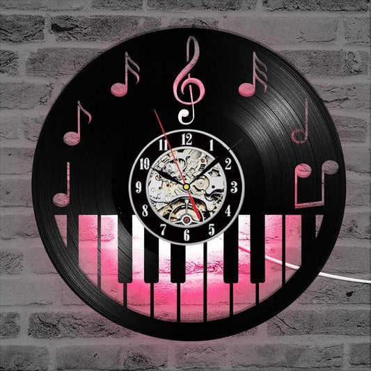 hansleii Hollow Piano Keyboard Vinyl Record LED Clock
