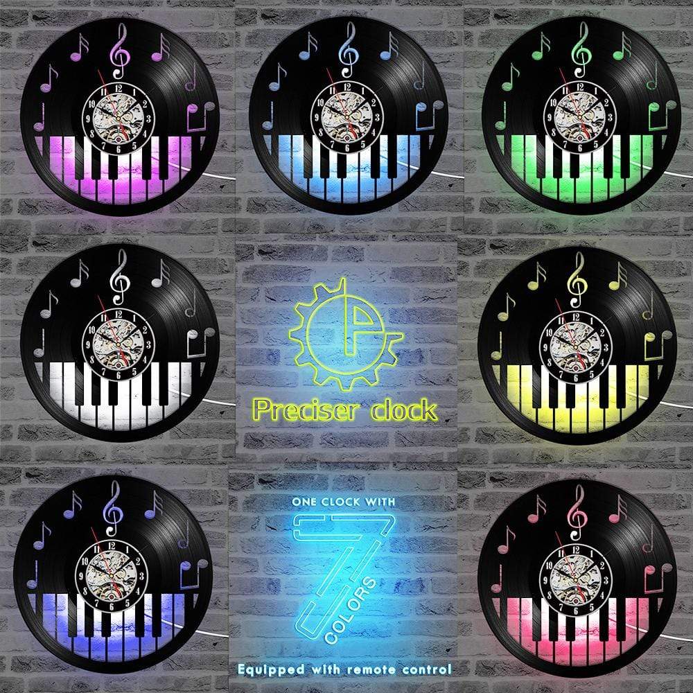 hansleii Hollow Piano Keyboard Vinyl Record LED Clock