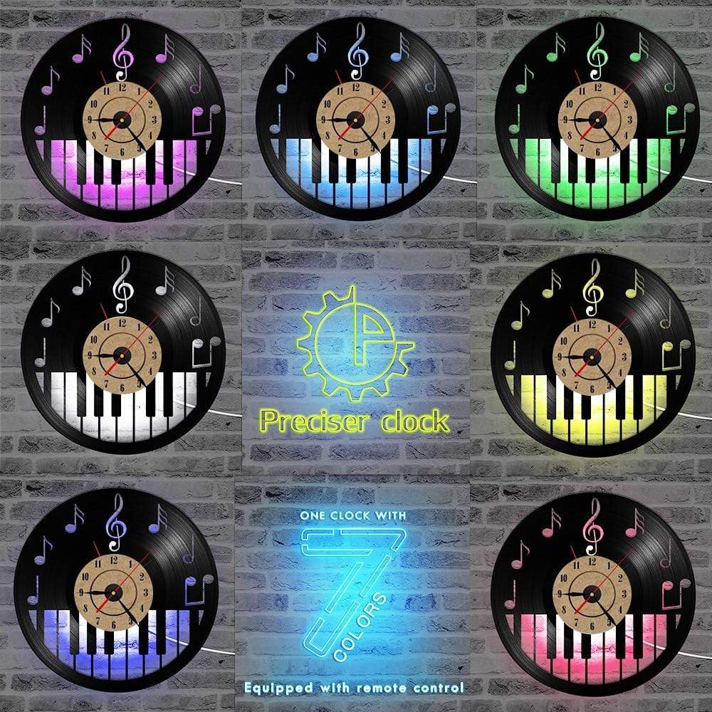 hansleii Hollow Piano Keyboard Vinyl Record LED Clock