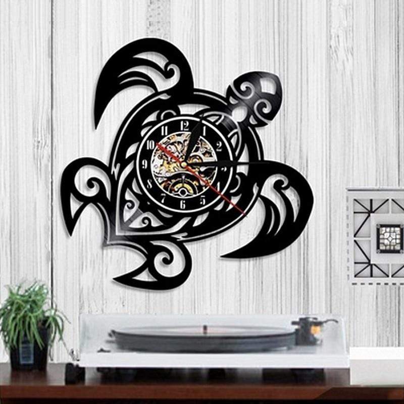 hansleii Black HOT Sea Turtle Shape Classic Wall Clocks