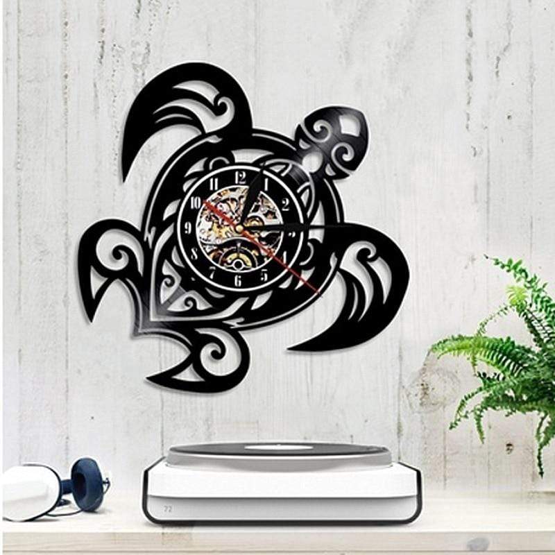 hansleii Black HOT Sea Turtle Shape Classic Wall Clocks