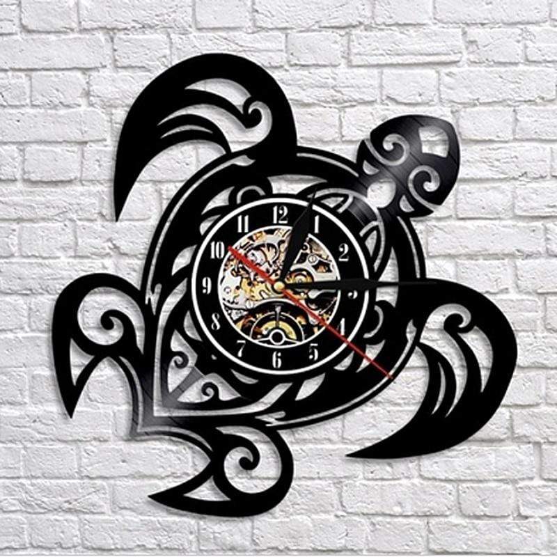 hansleii Black HOT Sea Turtle Shape Classic Wall Clocks