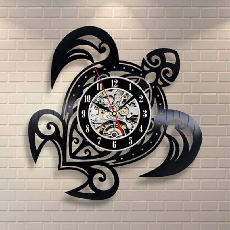 hansleii Black HOT Sea Turtle Shape Classic Wall Clocks