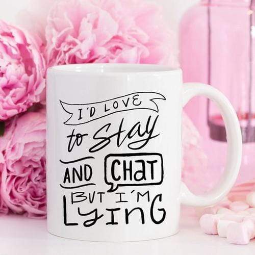 Magenta Shadow Gifts I'd Love To Stay And Chat Dishwasher Safe Mug,