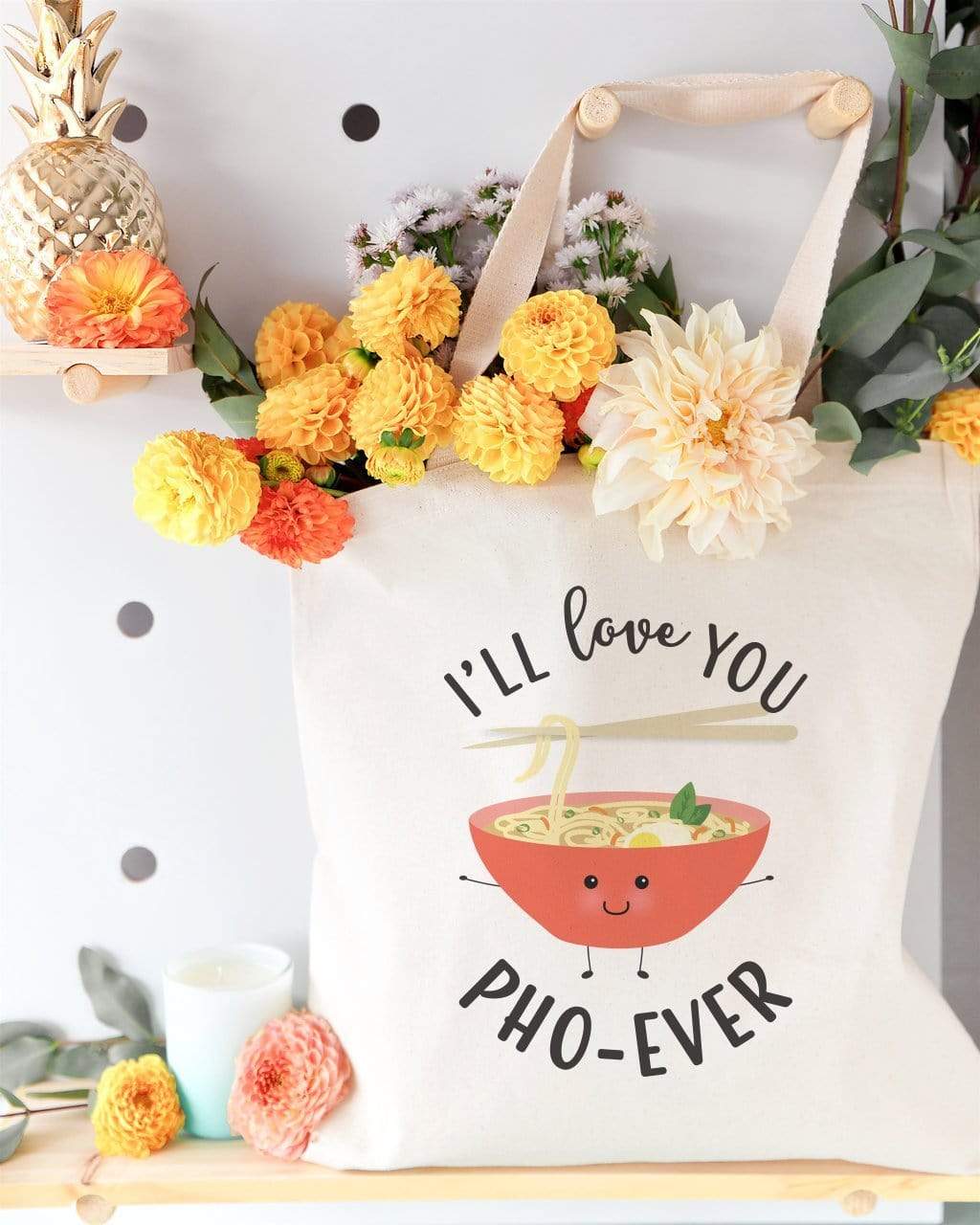 Turquoise Andromeda Totes & Beach Bags I'll Love You Pho-Ever Tote Bag