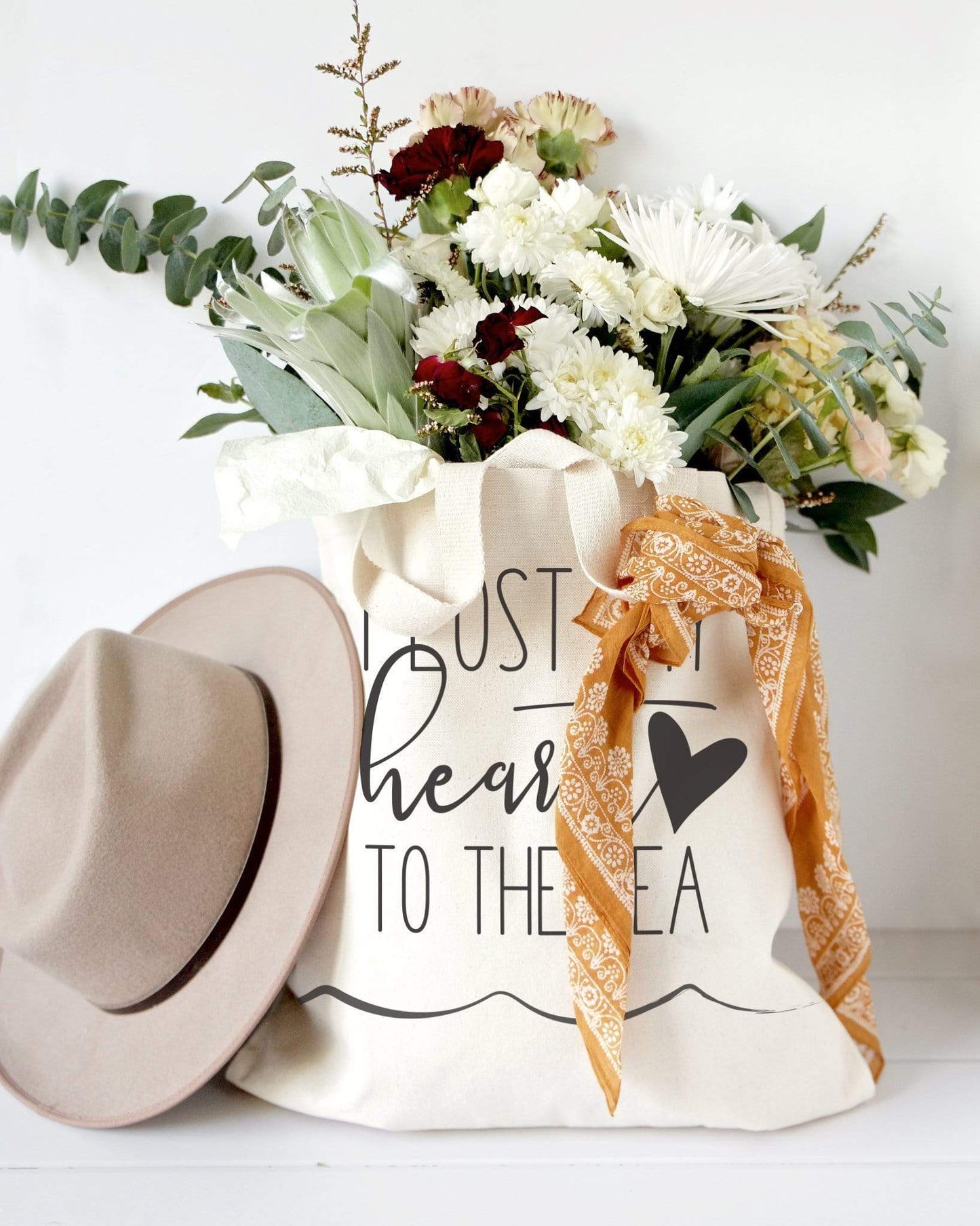 Turquoise Andromeda Totes & Beach Bags I Lost My Heart to the Sea Tote Bag