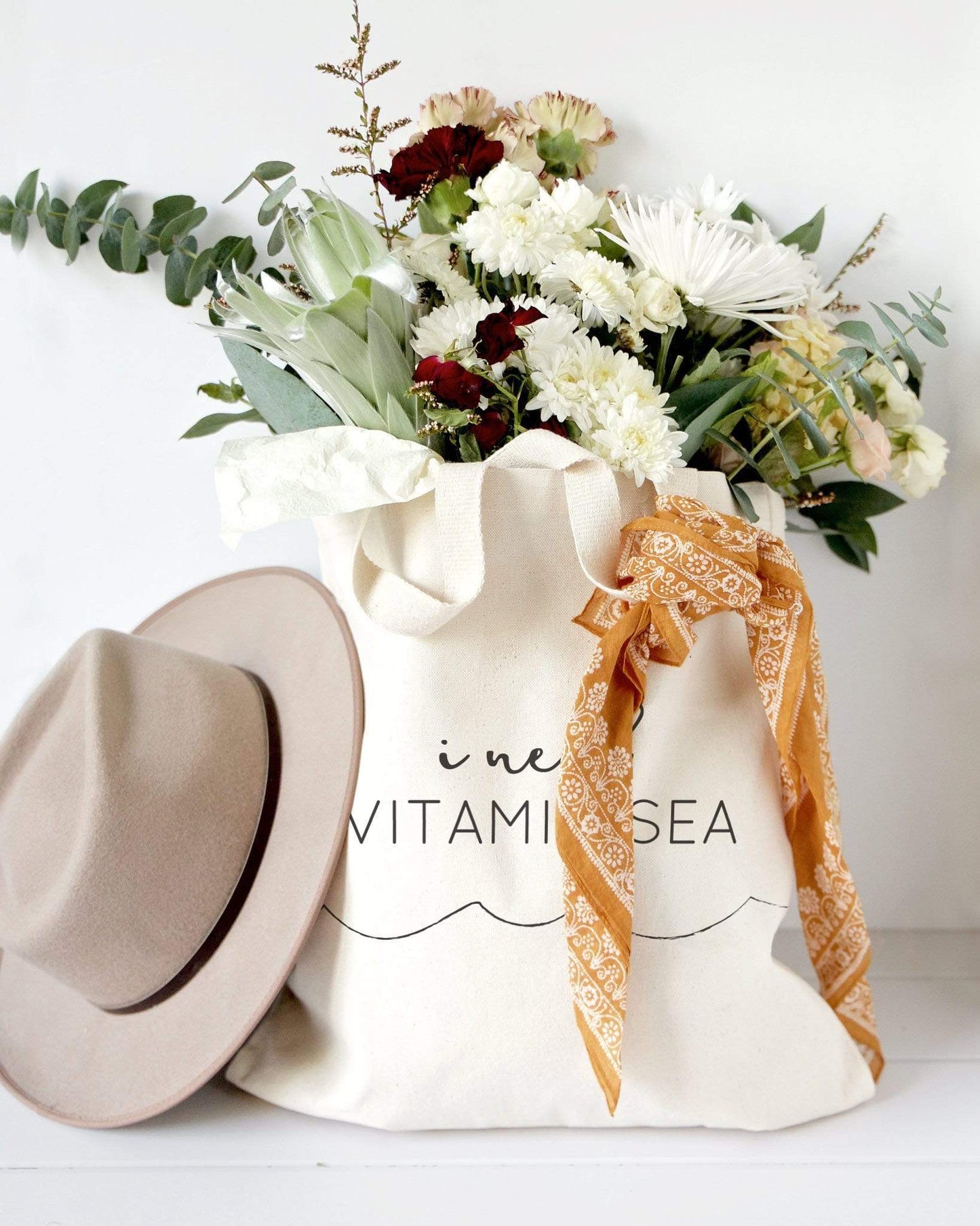 Turquoise Andromeda Totes & Beach Bags I Need Vitamin Sea Tote Bag