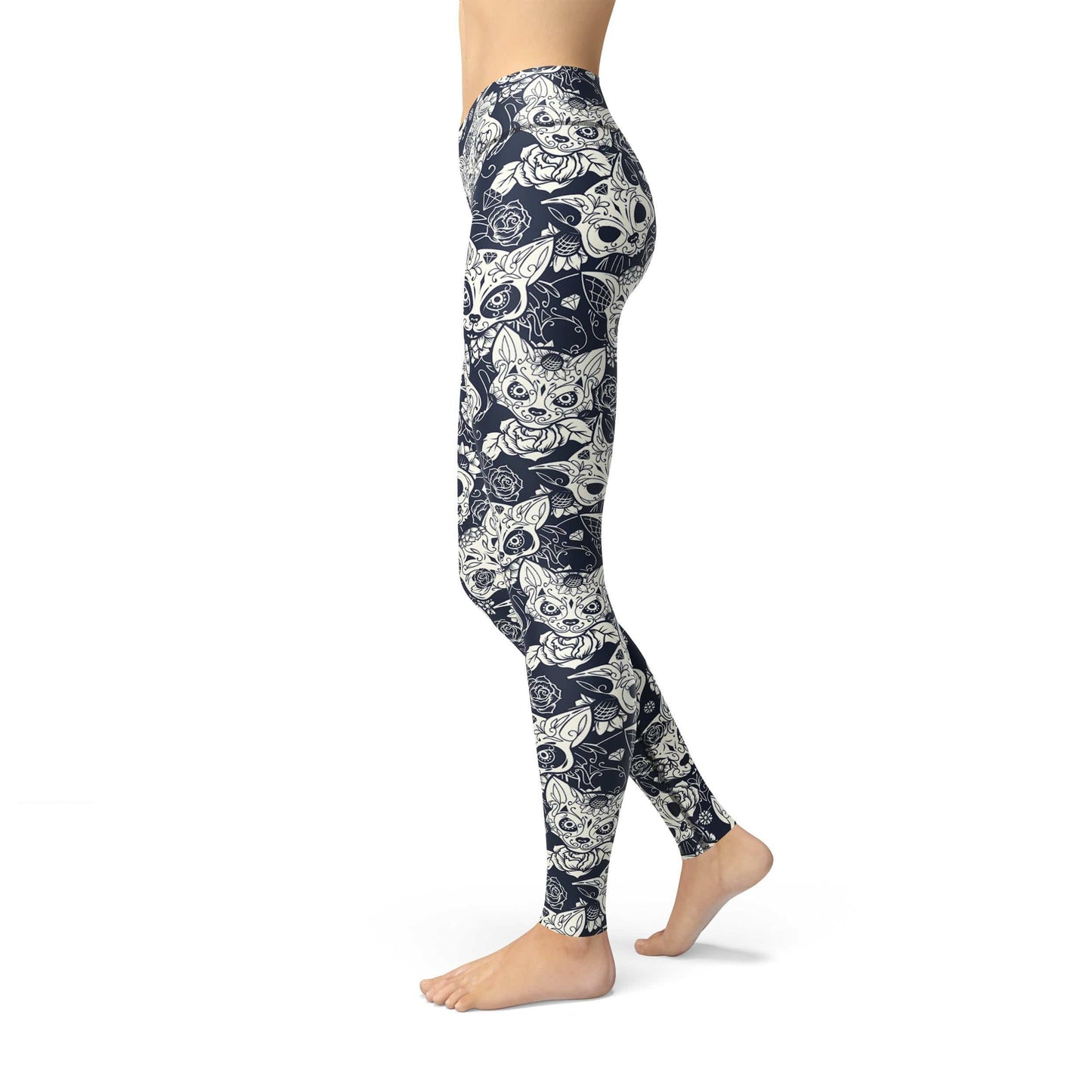 Orange Poppy Leggings Jean Cat Sugar Skulls Leggings