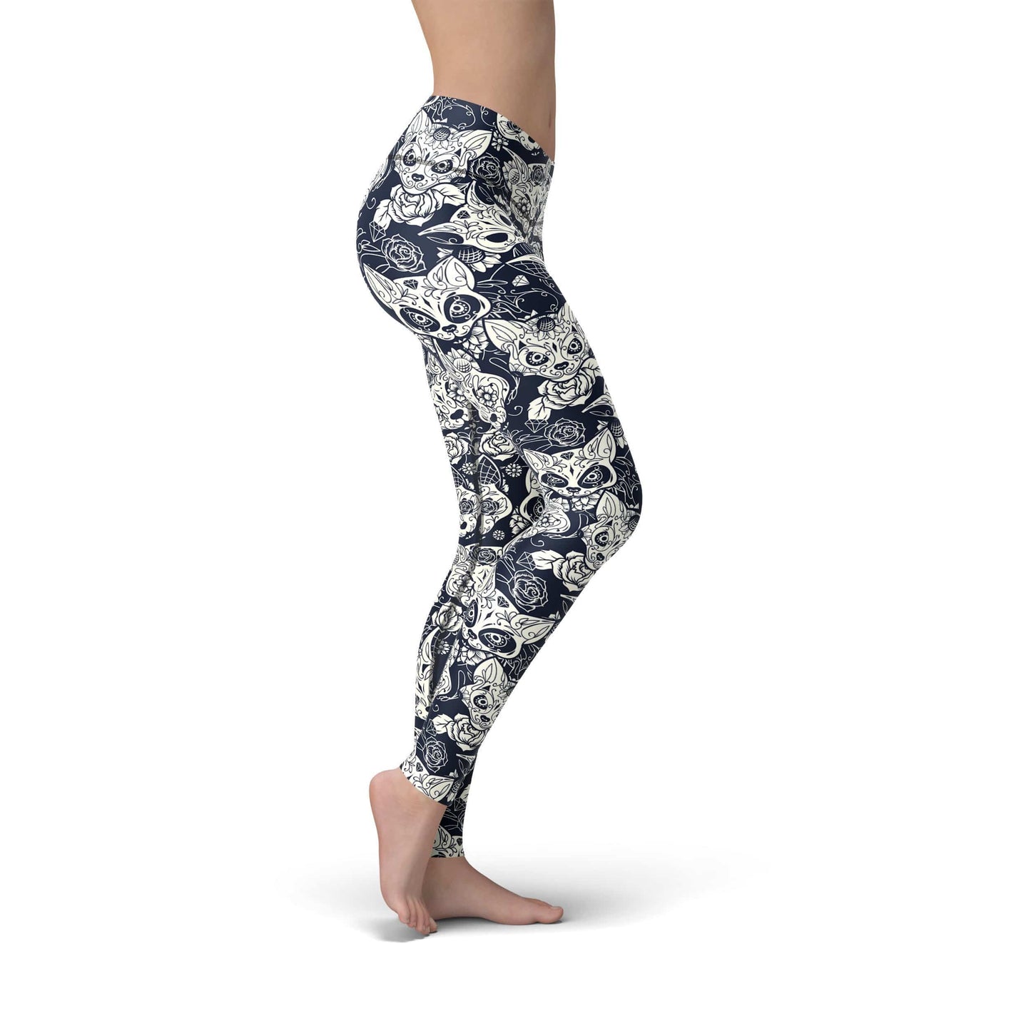 Orange Poppy Leggings Jean Cat Sugar Skulls Leggings