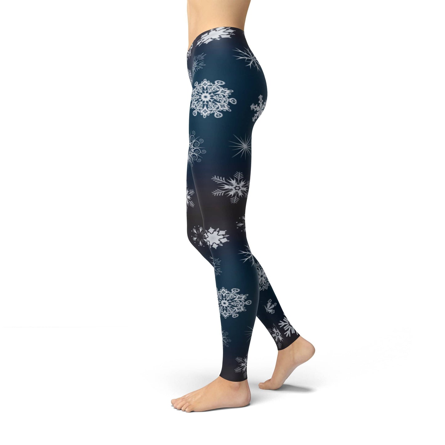 Orange Poppy Leggings Jean Crystal Snowflakes Leggings