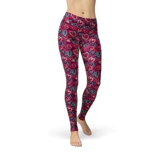 Orange Poppy Leggings 3XL / Magenta Jean Magenta Hearts Leggings