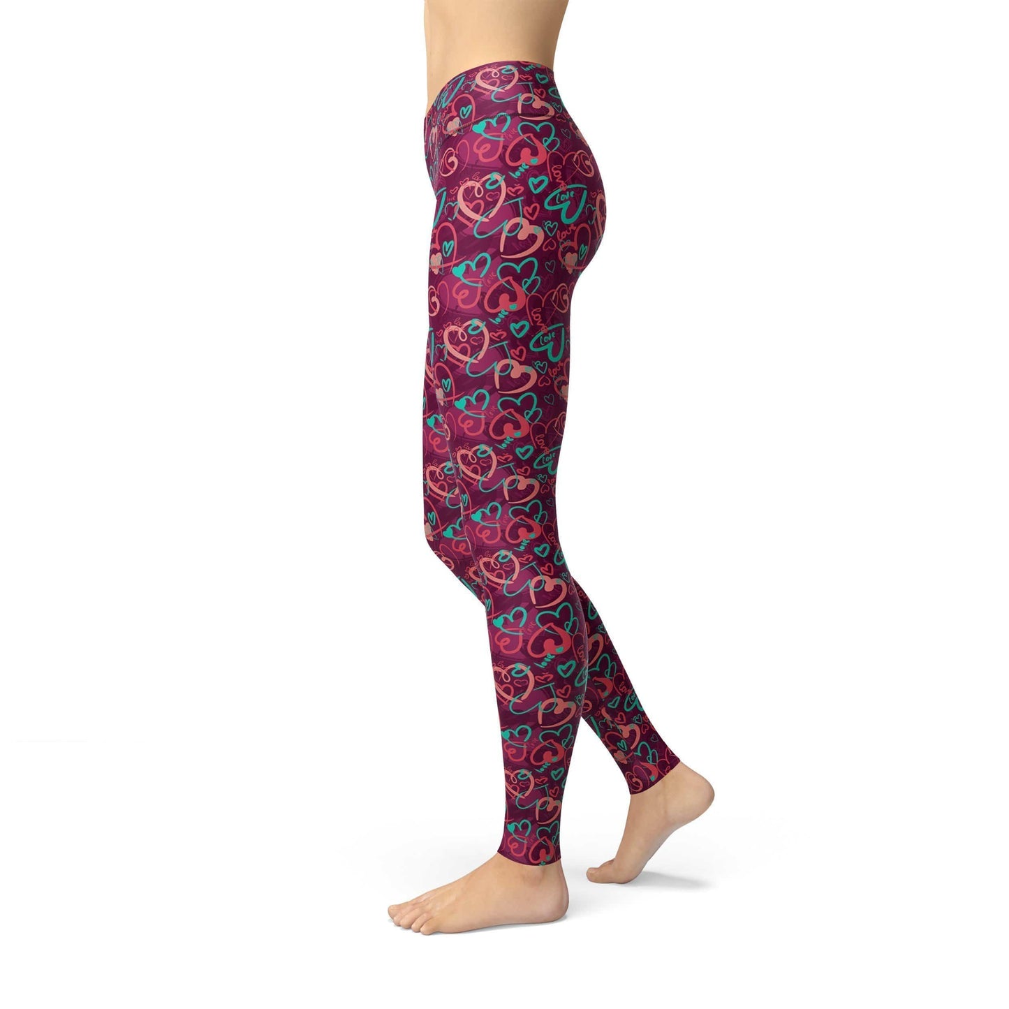 Orange Poppy Leggings Jean Magenta Hearts Leggings