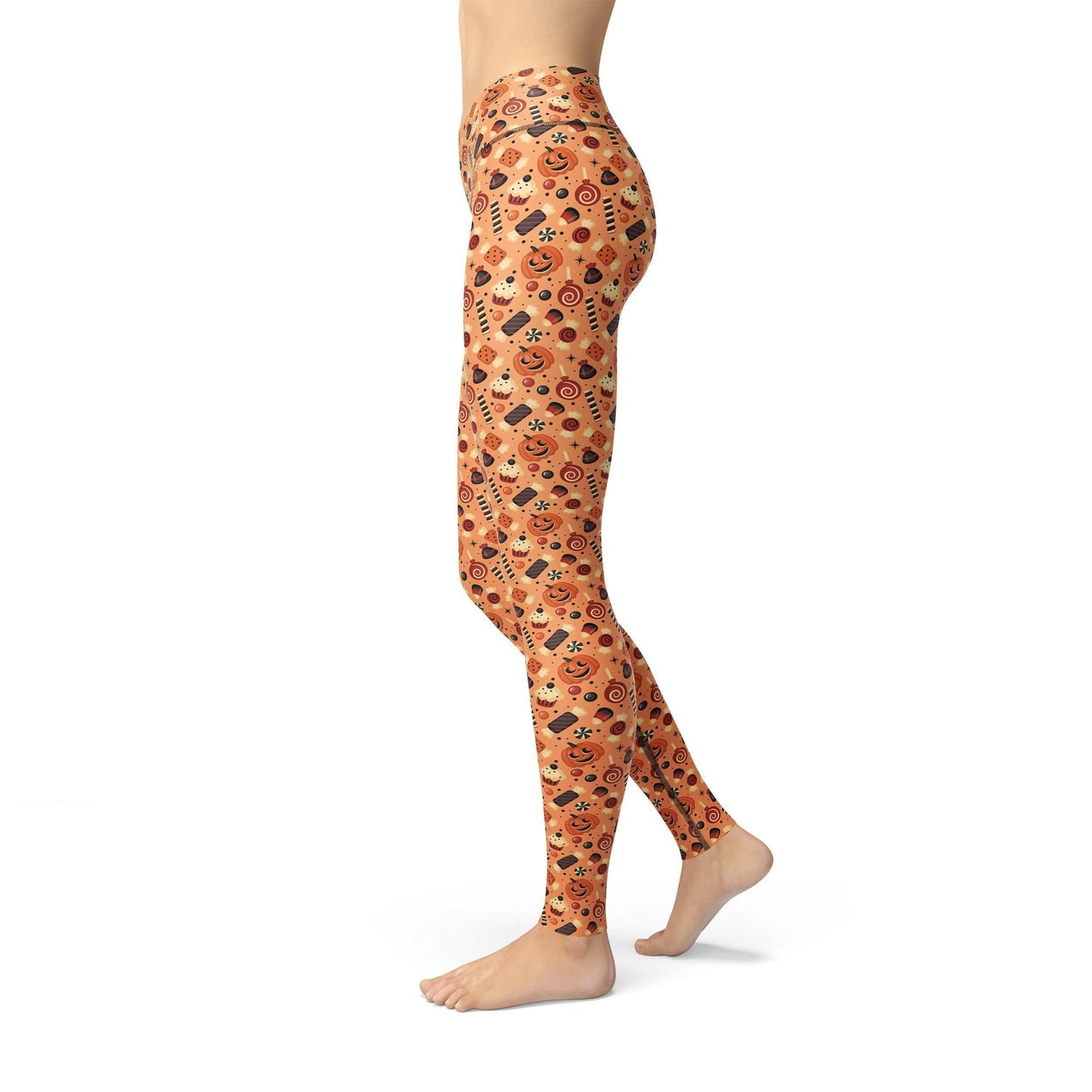 Orange Poppy Leggings Jean Pumpkin Candies Leggings
