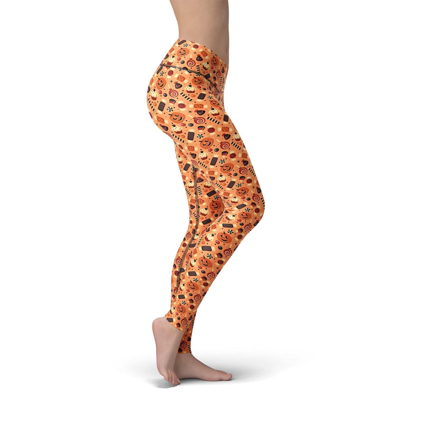 Orange Poppy Leggings Jean Pumpkin Candies Leggings