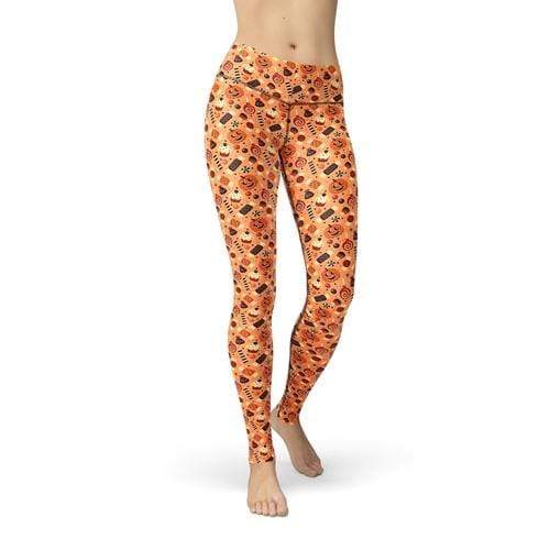 Orange Poppy Leggings 3XL / Multicolored Jean Pumpkin Candies Leggings