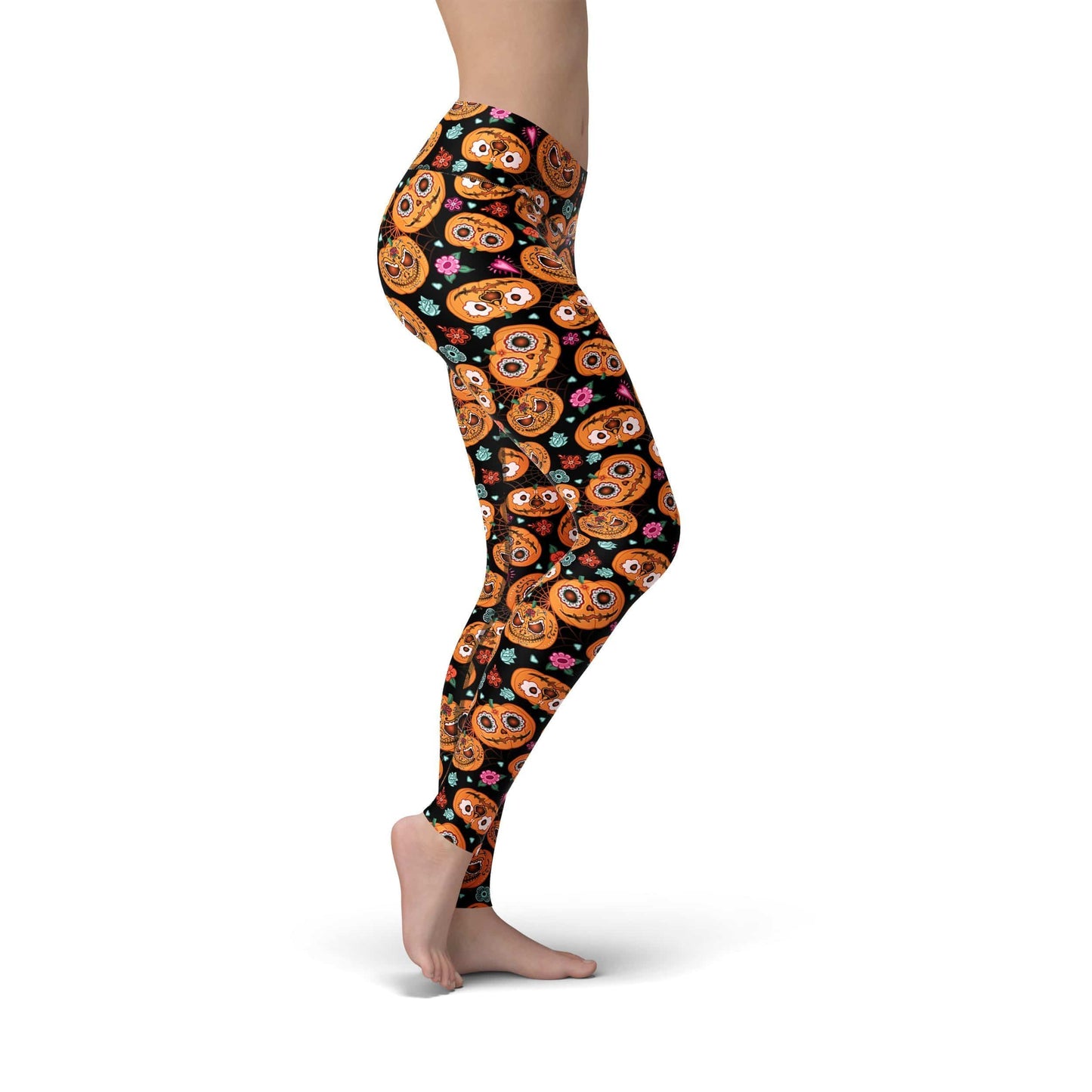 Orange Poppy Leggings Jean Pumpkin Faces Leggings