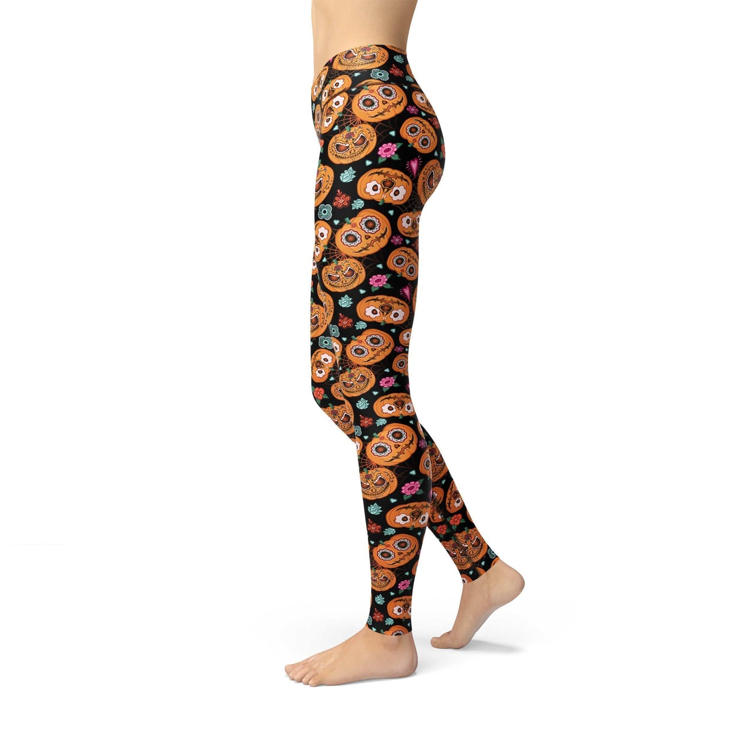 Orange Poppy Leggings Jean Pumpkin Faces Leggings