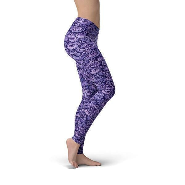 Orange Poppy Leggings Jean Purple Swirls Leggings
