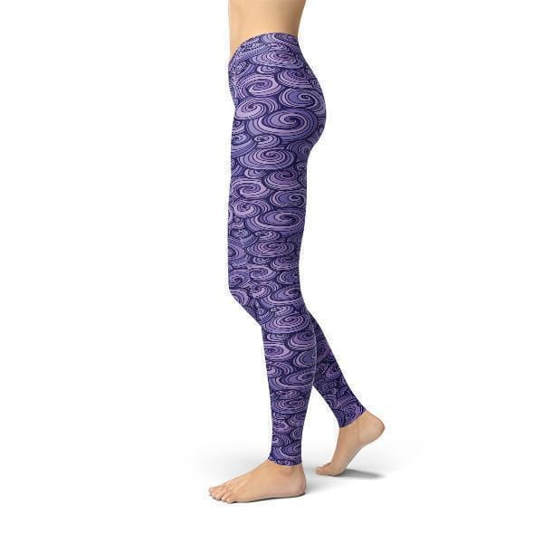 Orange Poppy Leggings Jean Purple Swirls Leggings