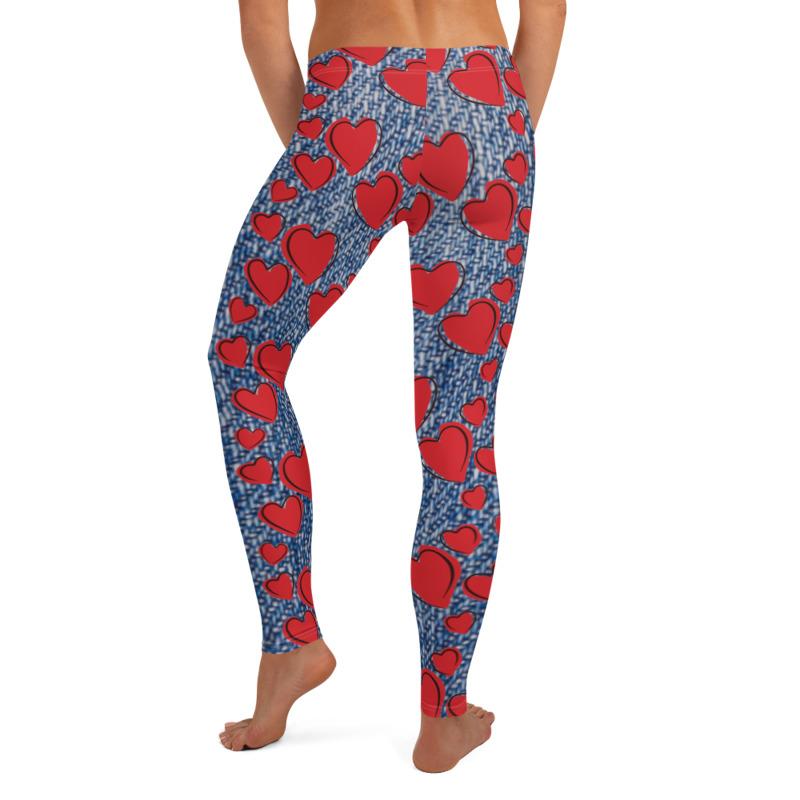 Lavender Millie Women's Clothing Karla Denim Hearts Leggings, Capris and Shorts