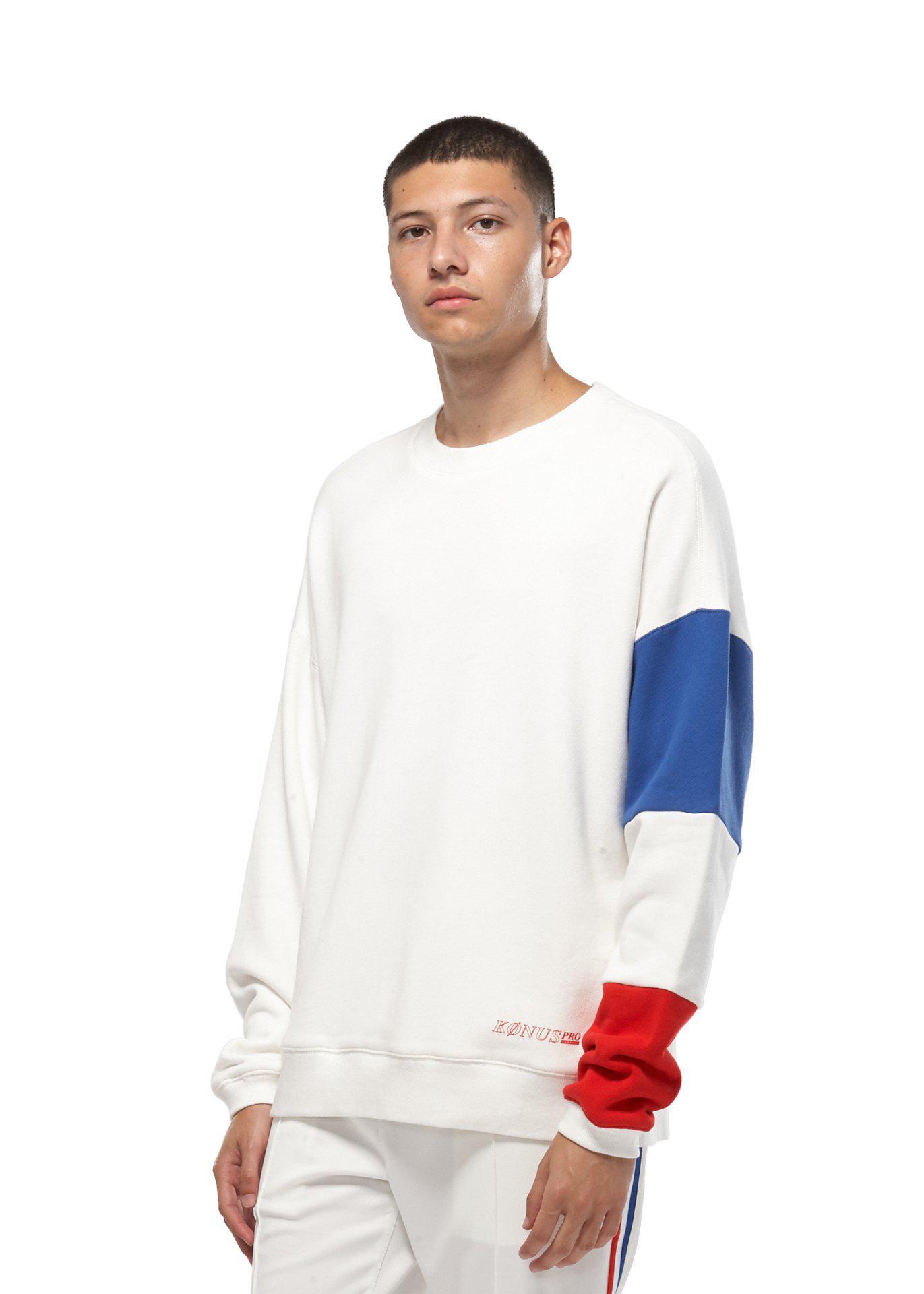Lemon Hera Men's Clothing Konus Color Blocked White Sweatshirt