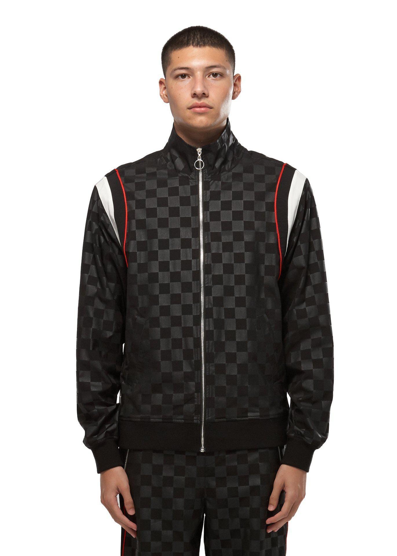 Lemon Hera Men's Clothing Konus Men's Tonal Checkered Jacket in Black
