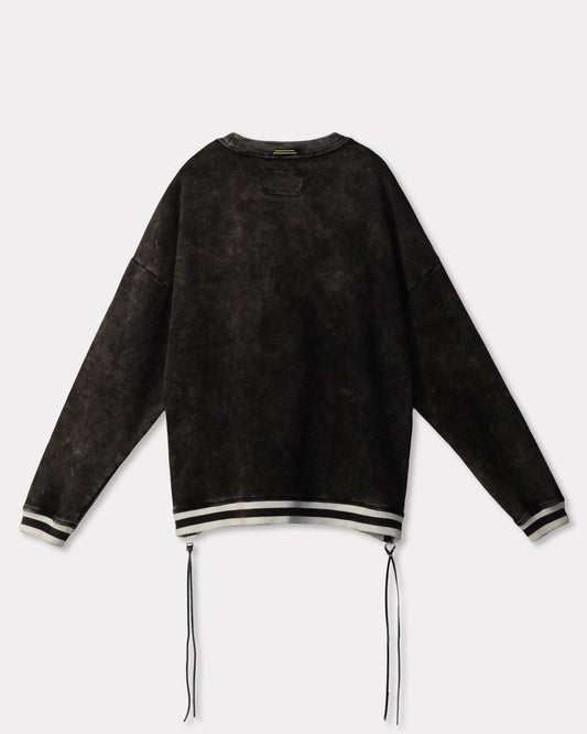 Lemon Hera Men's Clothing Konus Side Zip Acid Wash Black Sweatshirt