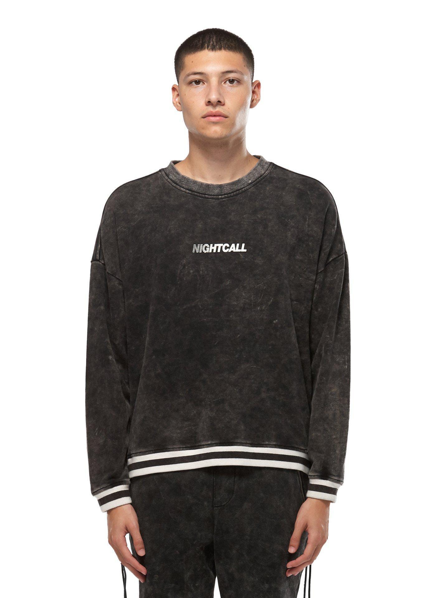 Lemon Hera Men's Clothing Konus Side Zip Acid Wash Black Sweatshirt