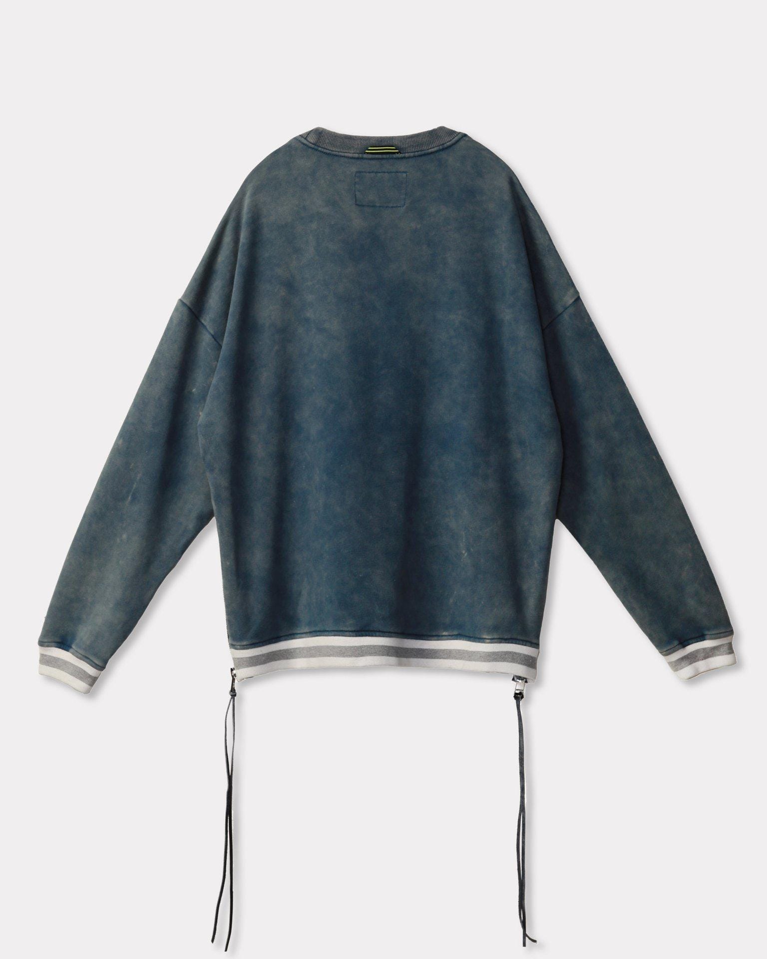 Lemon Hera Men's Clothing Konus Side Zip Acid Wash Blue Sweatshirt