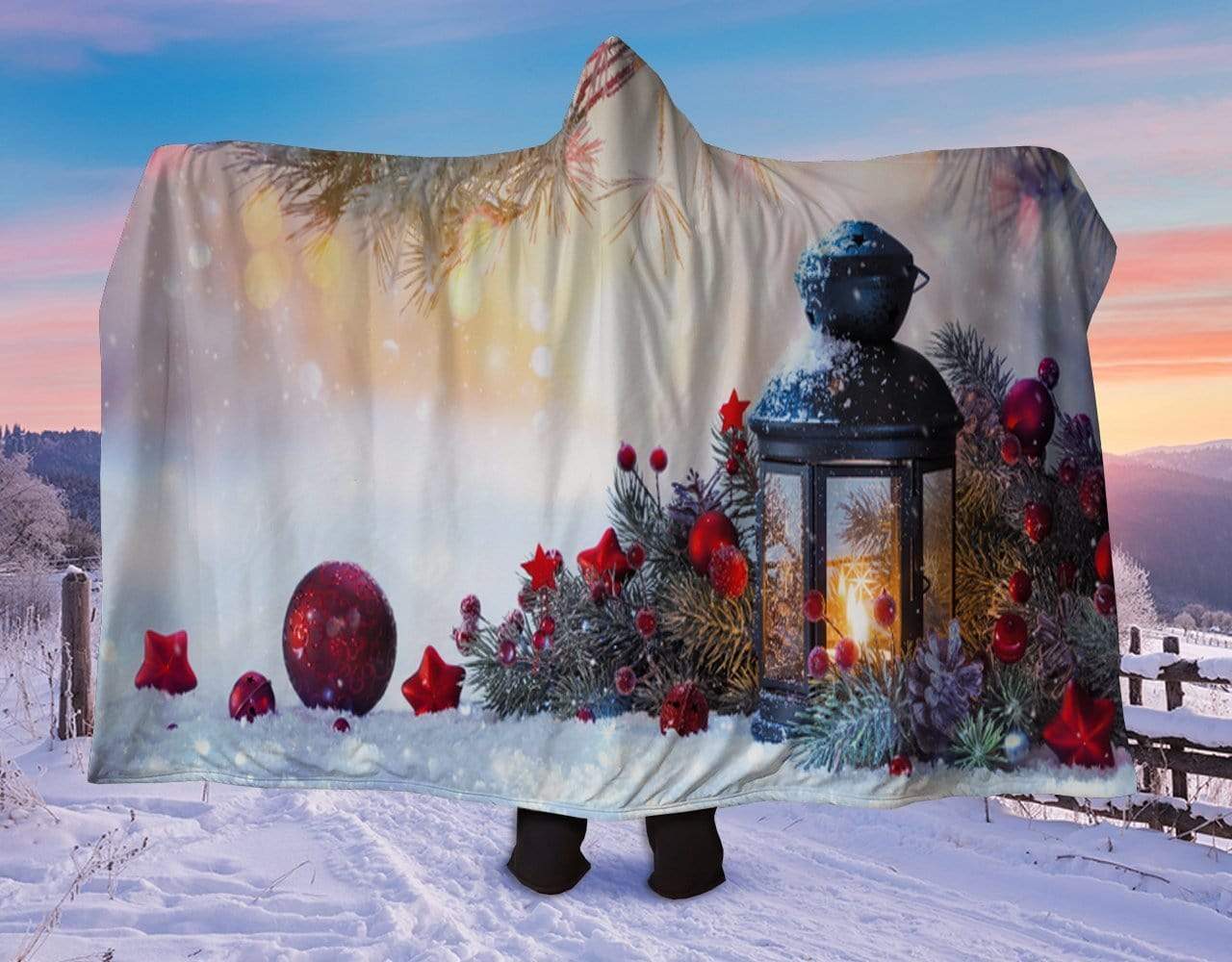 Orange Poppy Women's Clothing 80x60 / Muliticolored Lantern Hooded Blanket