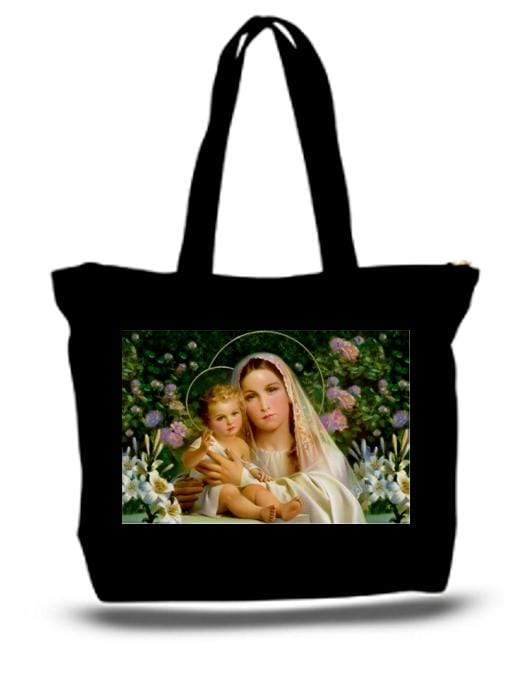 Red Europa Home Decor Large Tote Grocery & Stuff Bag Mary And Baby Jesus