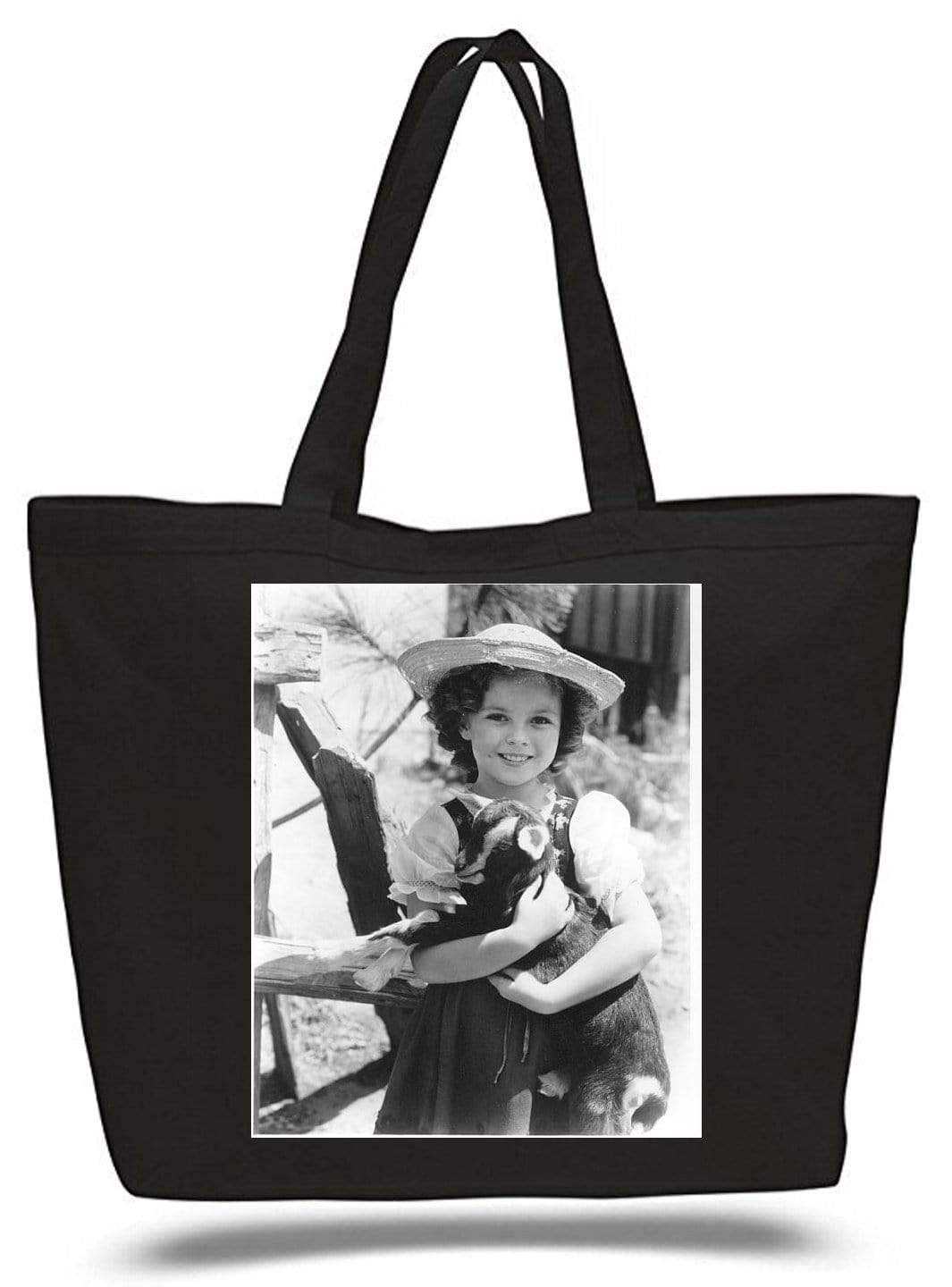 Red Europa Home Decor Large Tote Grocery & Stuff Bag Sherly Temple And Her Goat