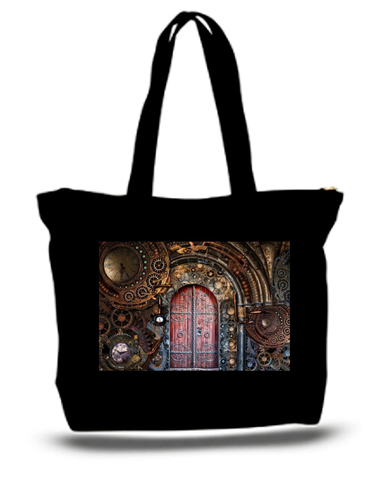 Red Europa Home Decor Large Tote Grocery & Stuff Bag Steampunk Gears Ans Door