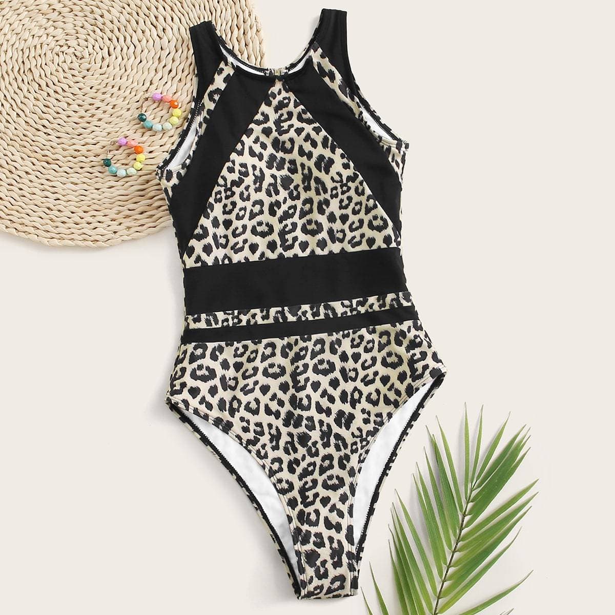 Angela Women's Clothing S / Multicolor Leopard Open Back One Piece Swimsuit