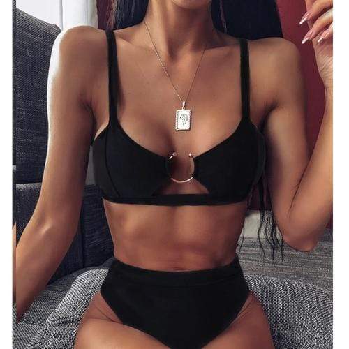 Silver Sam Swimwear L / black Leopard Printed Push up High Waist Swimsuit